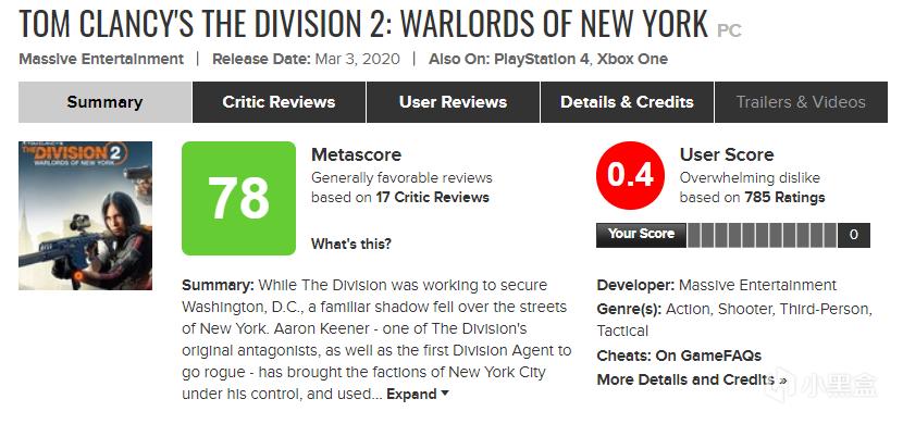 《全境封锁2》新DLC玩家评分仅0.4，破历史最差纪录 3%title%