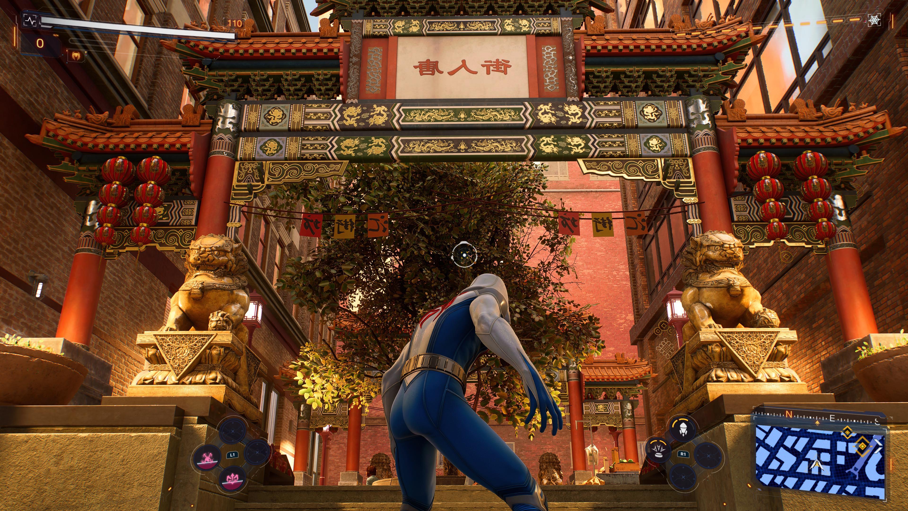 《漫威蜘蛛俠2》BUG：唐人街門牌上的字居然是反的